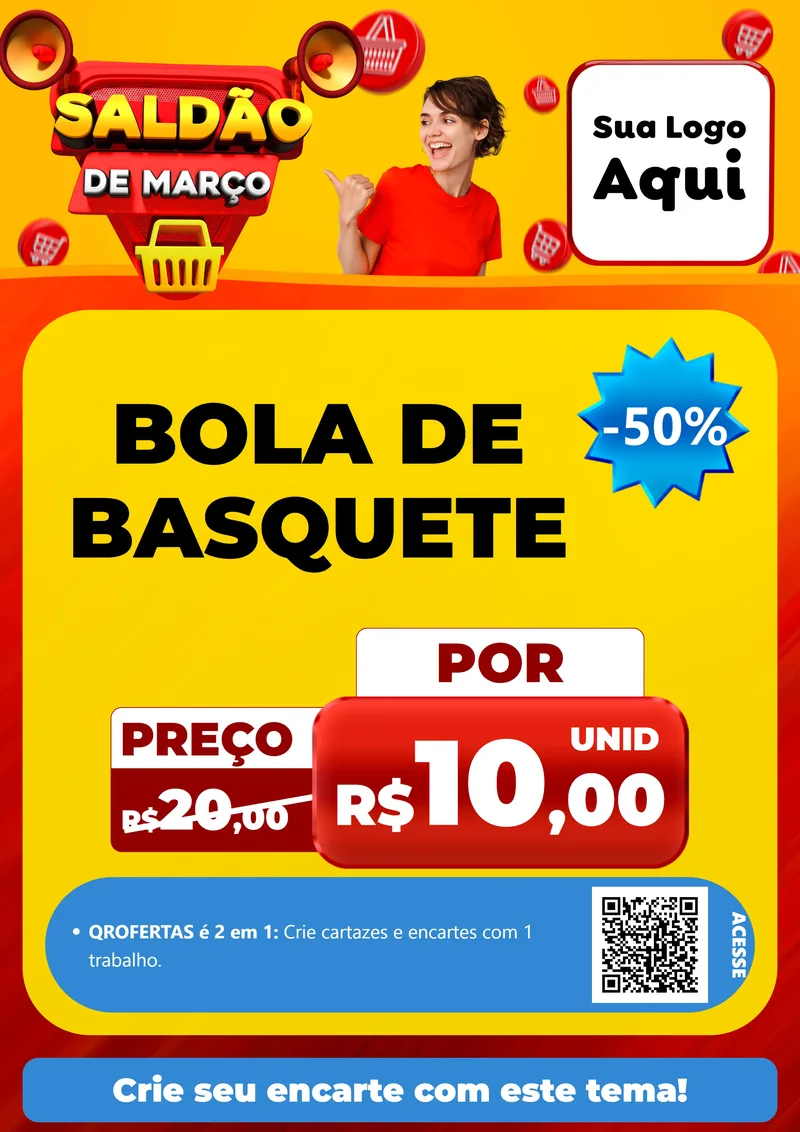 Modelo de Cartaz para Cartaz A4 Vertical com o tema Saldão de Março para Artigos Esportivos