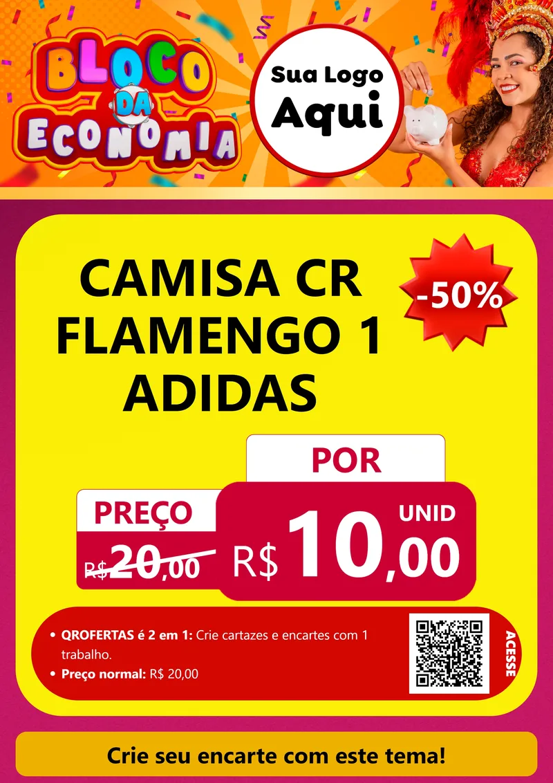 Modelo de Cartaz para Cartaz A4 Vertical com o tema Bloco da Economia para Roupas e acessórios