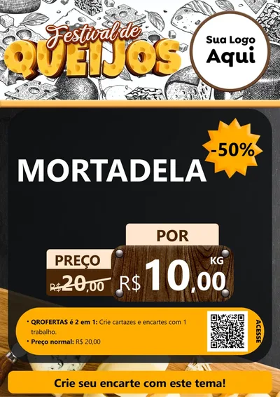 Modelo de Cartaz para Cartaz A4 Vertical com o tema Festival de Queijos para Frios e Laticínios
