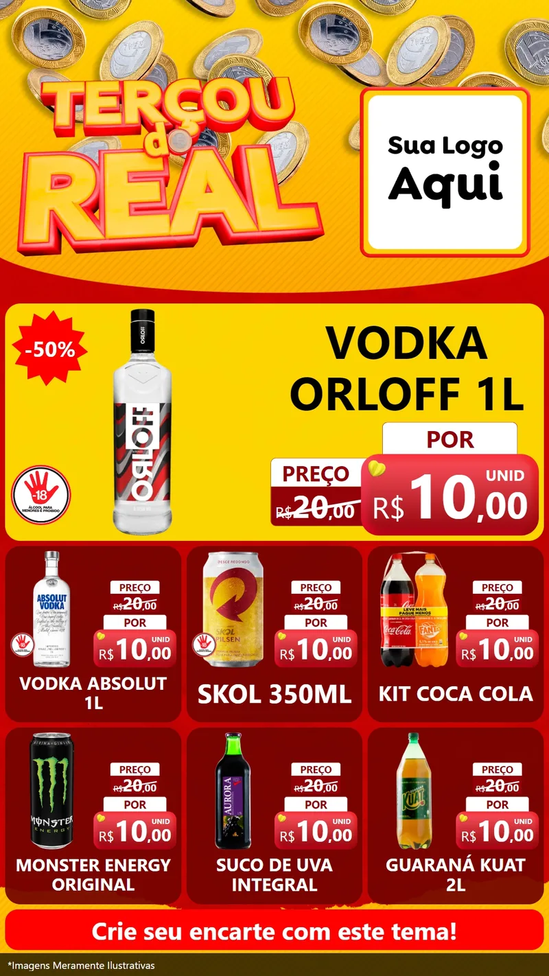 Modelo de Rede Social para Stories com o tema Terçou do Real para Distribuidora de bebidas