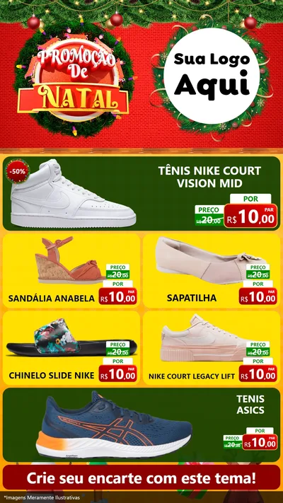 Modelo de TV para TV Vertical com o tema Promoção de Natal para Calçados