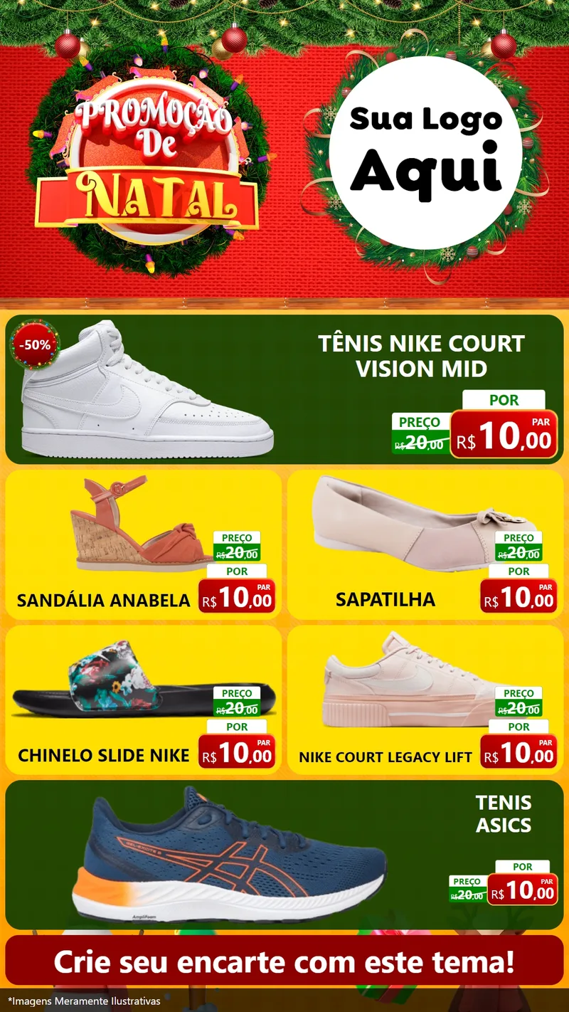 Modelo de TV para TV Vertical com o tema Promoção de Natal para Calçados