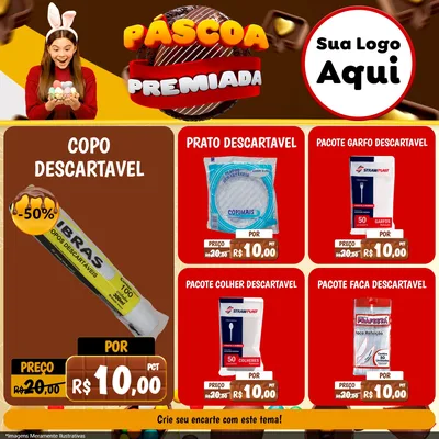 Modelo de Rede Social para Feed Facebook com o tema Páscoa Premiada para Embalagens