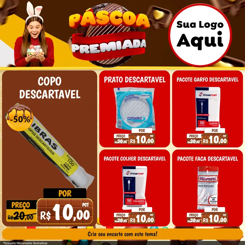 Modelo de Rede Social para Feed Facebook com o tema Páscoa Premiada para Embalagens