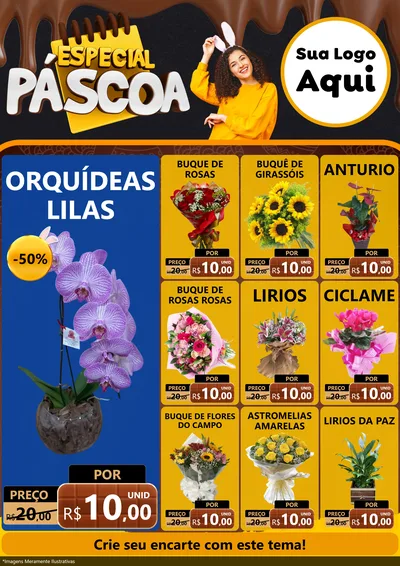 Modelo de Encarte para Encarte A4 Vertical com o tema Especial Páscoa para Floricultura e jardim