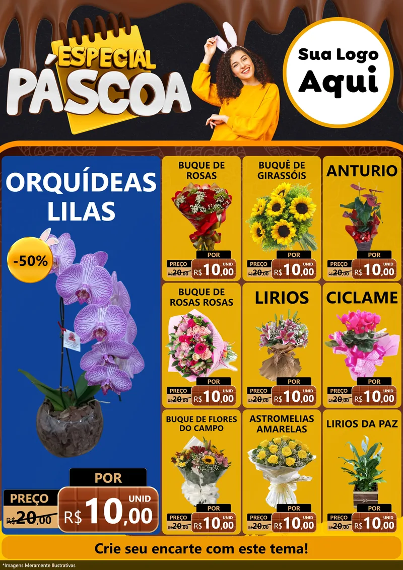 Modelo de Encarte para Encarte A4 Vertical com o tema Especial Páscoa para Floricultura e jardim