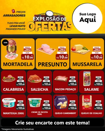 Modelo de Rede Social para Feed Instagram com o tema Explosão de Ofertas para Frios e Laticínios