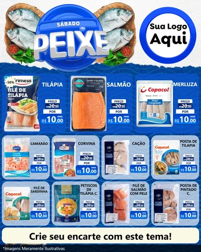 Modelo de Rede Social para Feed Instagram com o tema Sábado do Peixe para Peixaria