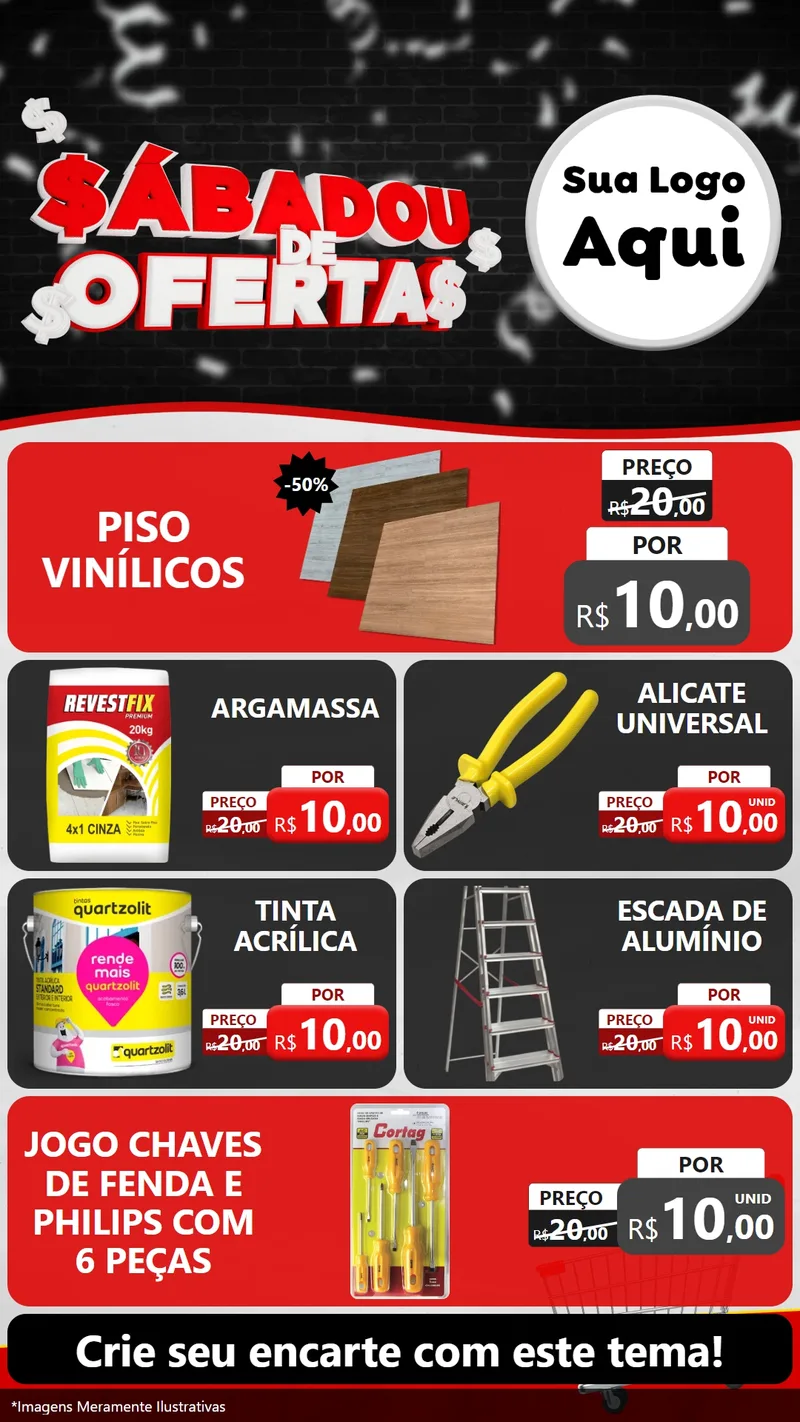 Modelo de TV para TV Vertical com o tema Sabadou de Ofertas para Material para Construção