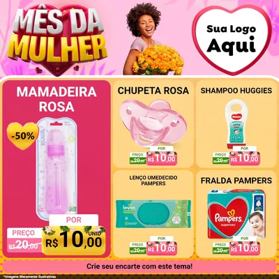 Modelo de Rede Social para Feed Facebook com o tema Mês da Mulher para Bebês