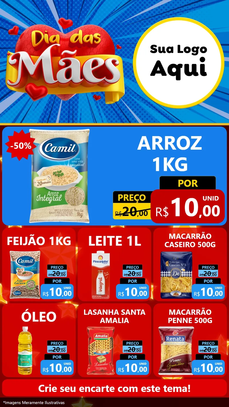 Modelo de Rede Social para Stories com o tema Dia das Mães para Supermercado