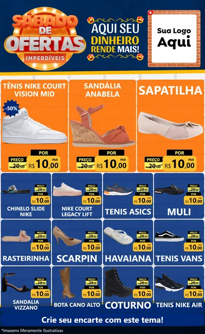 Modelo de Encarte para Encarte Grande com o tema Sábado de Ofertas Imperdíveis para Calçados
