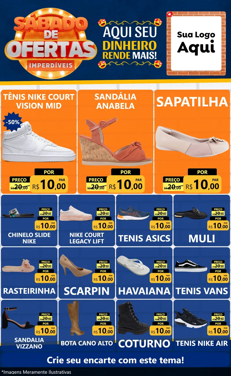 Modelo de Encarte para Encarte Grande com o tema Sábado de Ofertas Imperdíveis para Calçados