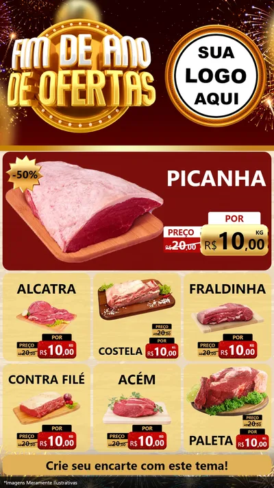 Modelo de Rede Social para Stories com o tema Fim de Ano de Ofertas para Açougue