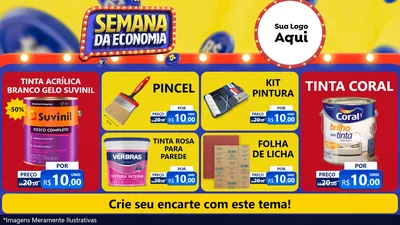 Modelo de TV para TV Horizontal com o tema Semana da Economia para Tintas e Ferramentas