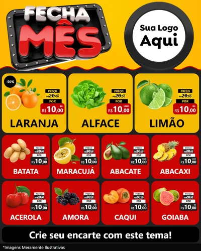 Modelo de Rede Social para Feed Instagram com o tema Fecha Mês para Hortifrúti