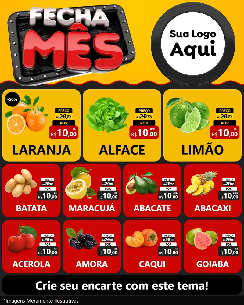 Modelo de Rede Social para Feed Instagram com o tema Fecha Mês para Hortifrúti