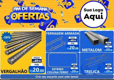 Modelo de Encarte para Encarte A4 Horizontal com o tema Fim de Semana de Ofertas para Ferragens
