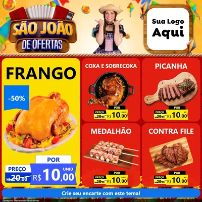 Modelo de Rede Social para Feed Facebook com o tema São João de Ofertas para Assados