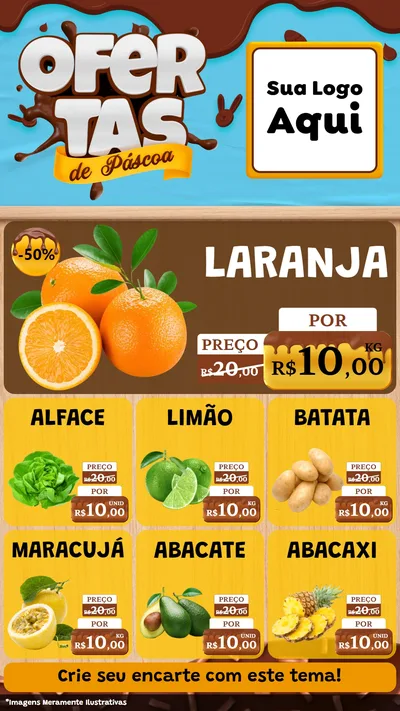 Modelo de Rede Social para Stories com o tema Ofertas de Páscoa para Hortifrúti
