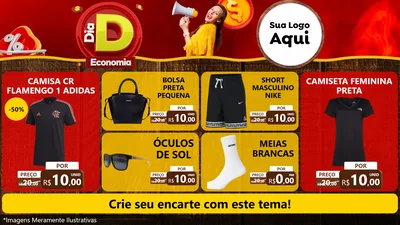 Modelo de TV para TV Horizontal com o tema Dia D Economia para Roupas e acessórios