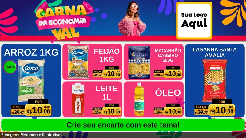 Modelo de TV para TV Horizontal com o tema Carnaval da Economia para Supermercado