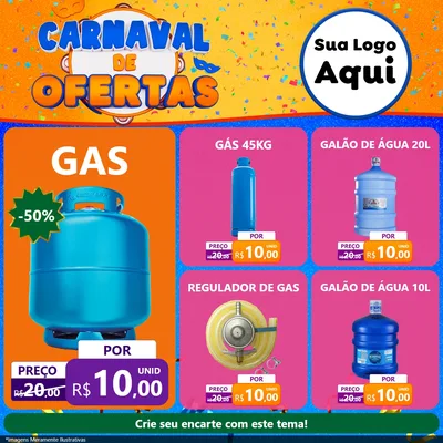 Modelo de Rede Social para Feed Facebook com o tema Carnaval de Ofertas para Água e gás