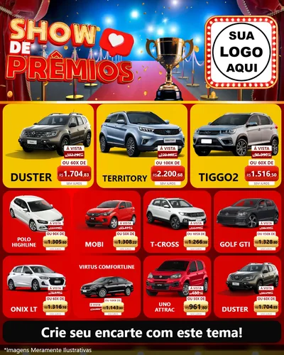 Modelo de Rede Social para Feed Instagram com o tema Show de Prêmios para Concessionaria de Carros