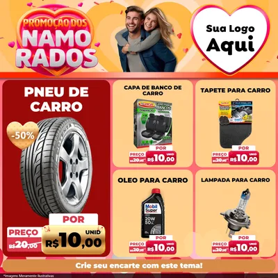 Modelo de Rede Social para Feed Facebook com o tema Promoção dos Namorados para Auto peças