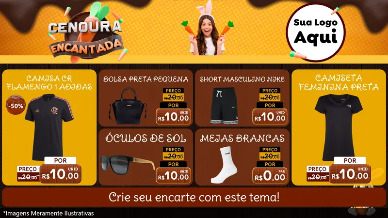 Modelo de TV para TV Horizontal com o tema Cenoura Encantada - Páscoa para Roupas e acessórios