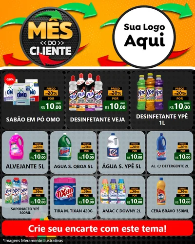Modelo de Rede Social para Feed Instagram com o tema Mês do Cliente para Produtos de Limpeza