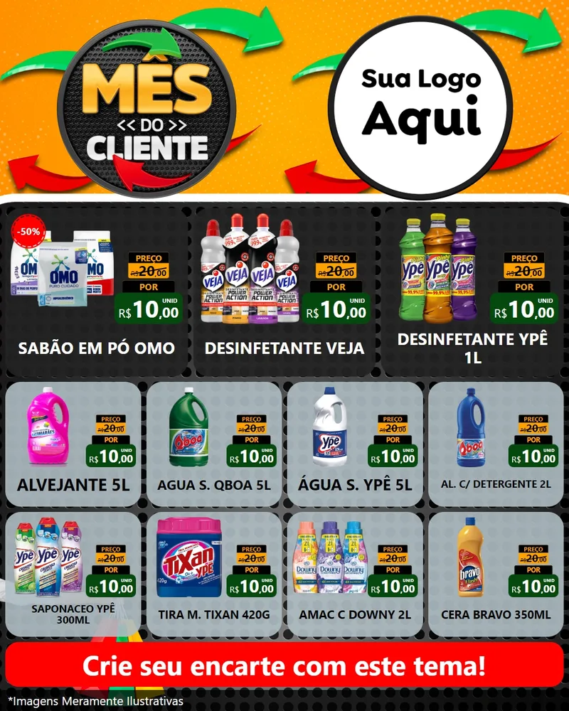 Modelo de Rede Social para Feed Instagram com o tema Mês do Cliente para Produtos de Limpeza