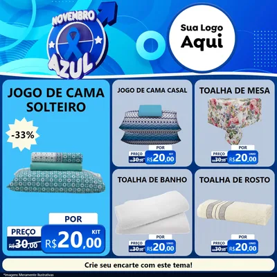 Modelo de Rede Social para Feed Facebook com o tema Novembro Azul para Cama, Mesa e Banho