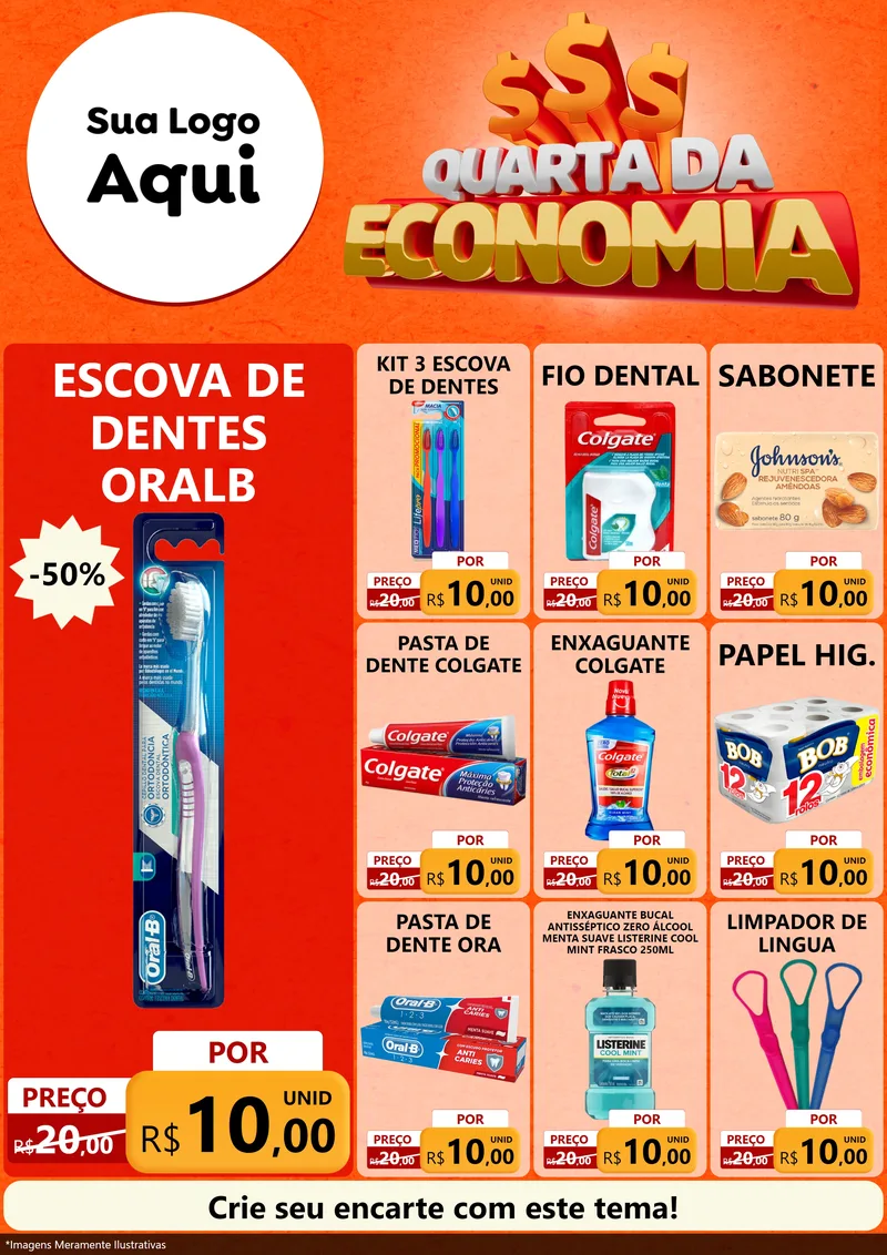 Modelo de Encarte para Encarte A4 Vertical com o tema Quarta da Economia para Higiene Pessoal