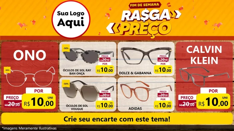 Modelo de TV para TV Horizontal com o tema Fim de Semana Rasga Preços para Óticas
