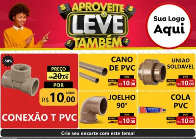 Modelo de Encarte para Encarte A4 Horizontal com o tema Aproveite e Leve Também para Tubos e conexões