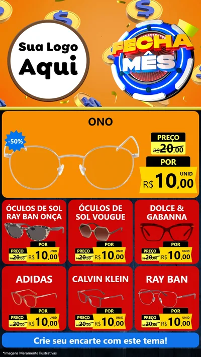 Modelo de Rede Social para Stories com o tema Fecha Mês para Óticas