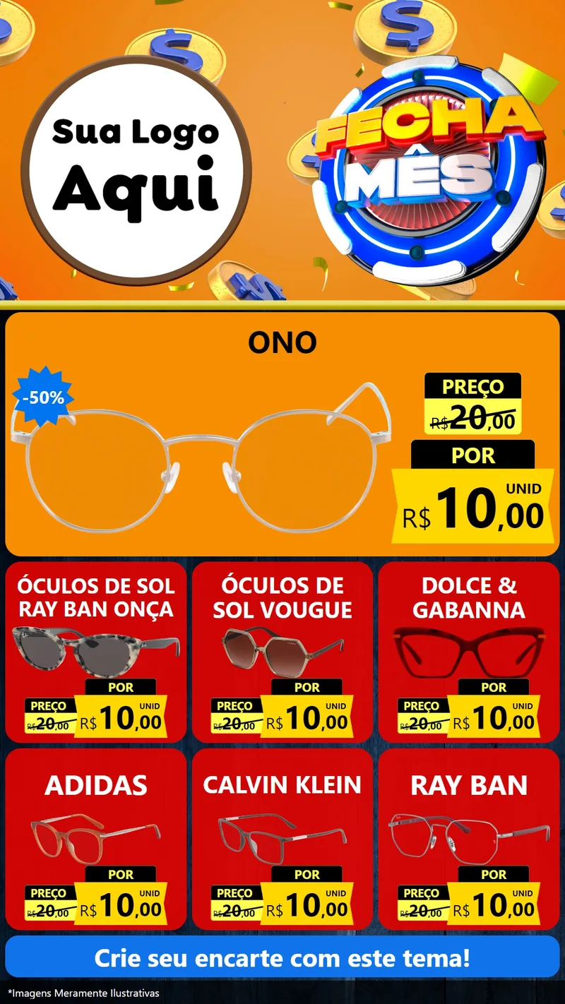 Modelo de Rede Social para Stories com o tema Fecha Mês para Óticas
