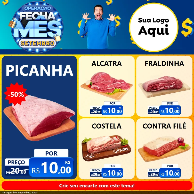Modelo de Rede Social para Feed Facebook com o tema Operação Fecha Mês Setembro para Açougue