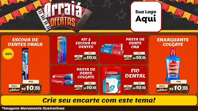 Modelo de TV para TV Horizontal com o tema Arraiá de Ofertas - Junina para Higiene Pessoal