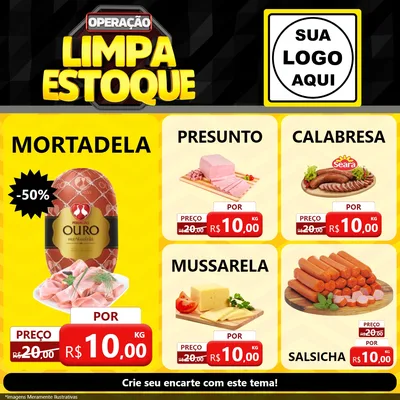 Modelo de Rede Social para Feed Facebook com o tema Operação Limpa Estoque para Frios e Laticínios