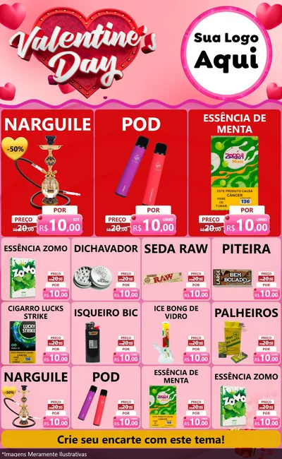 Modelo de Encarte para Encarte Grande com o tema Valentine's Day para Tabacaria