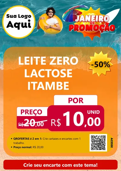 Modelo de Cartaz para Cartaz A4 Vertical com o tema Janeiro de Promoção para Frios e Laticínios