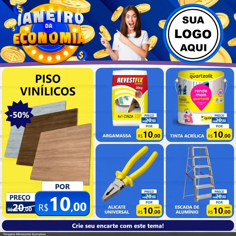 Modelo de Rede Social para Feed Facebook com o tema Janeiro da Economia para Material para Construção