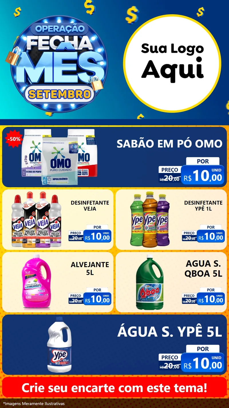 Modelo de TV para TV Vertical com o tema Operação Fecha Mês Setembro para Produtos de Limpeza