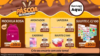 Modelo de TV para TV Horizontal com o tema Páscoa da Economia para Papelaria