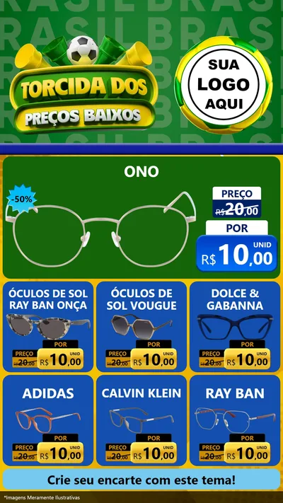 Modelo de Rede Social para Stories com o tema Torcida dos Preços Baixos para Óticas