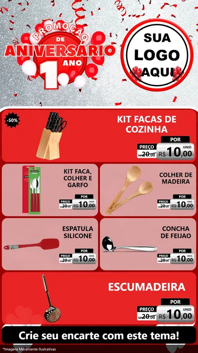 Modelo de TV para TV Vertical com o tema Promoção de Aniversário - 1 Ano para Utilidades Domésticas