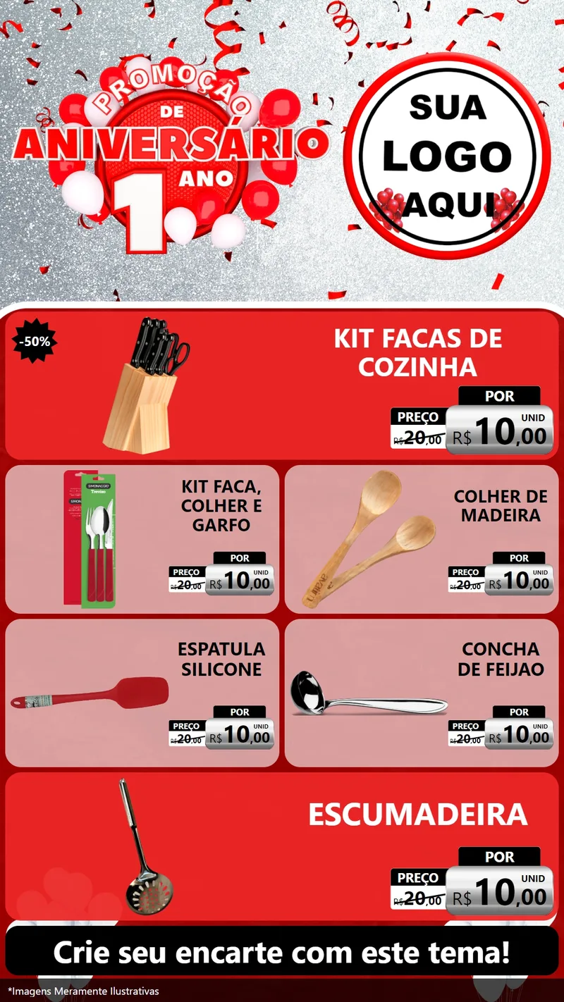 Modelo de TV para TV Vertical com o tema Promoção de Aniversário - 1 Ano para Utilidades Domésticas