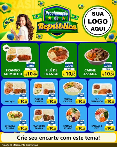 Modelo de Rede Social para Feed Instagram com o tema Proclamação da República para Restaurante